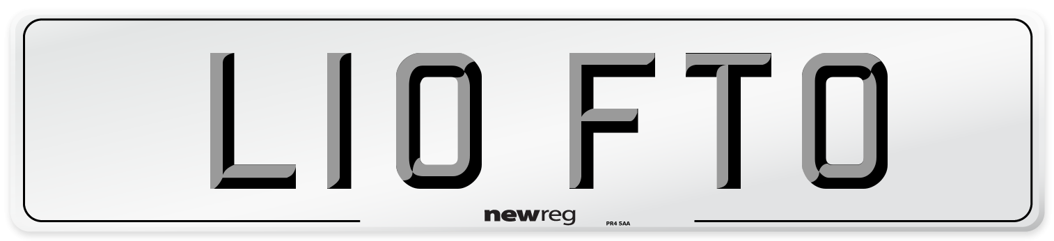 L10 FTO Number Plate from New Reg